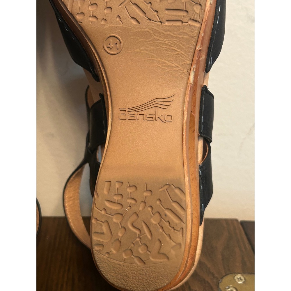 Dansko Taci Waxy Black Wedge leather Mary Jane Clogs Women's Size 41 US 10.5-11 - Picture 4 of 14